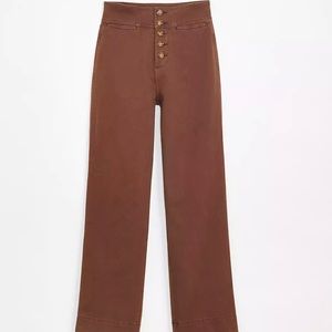 Front Button High Rise Wide Leg Pants